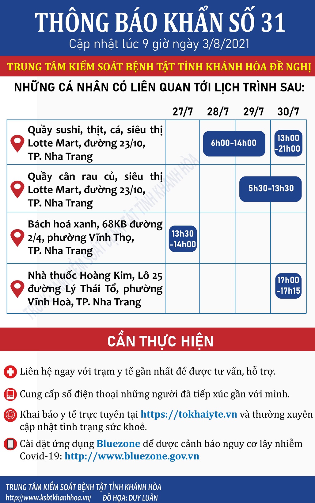 THÔNG BÁO KHẨN SỐ 31